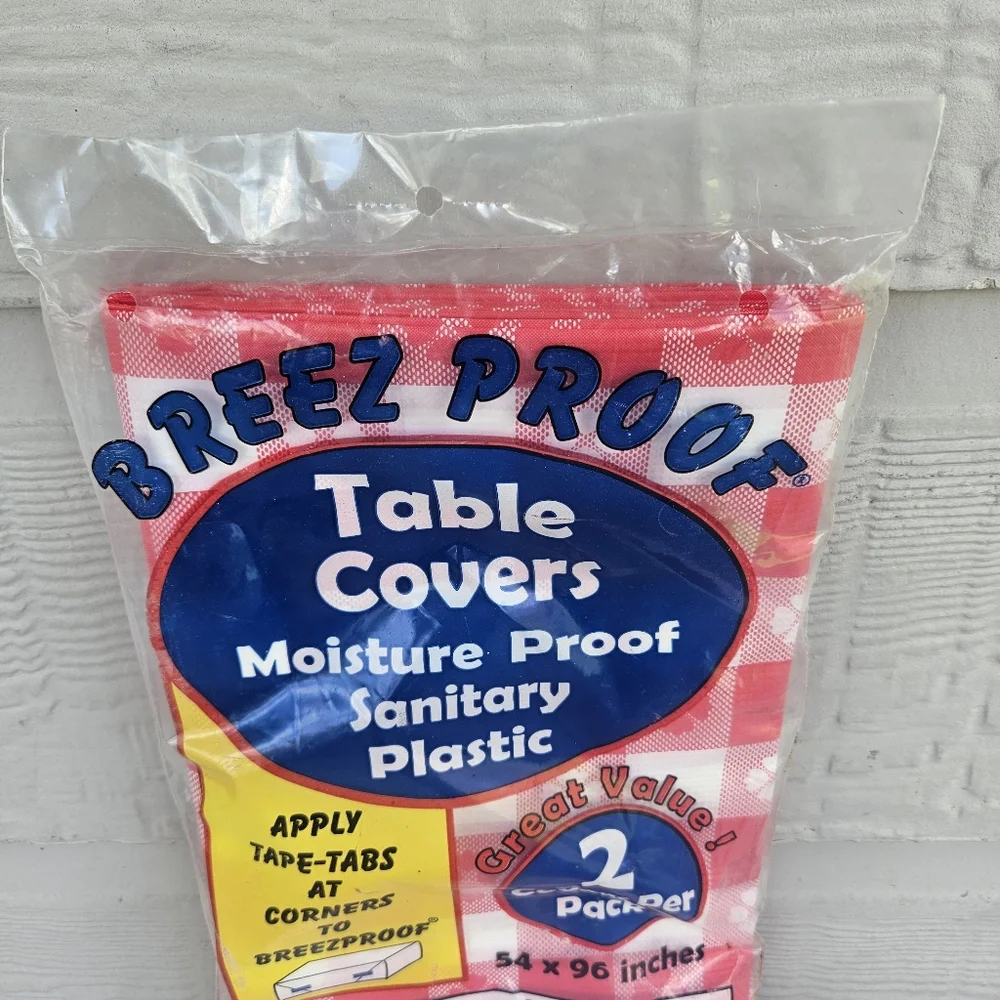 VTG Breez Proof Table Covers Red Check Moisture Proof USA Made Sanitary Plastic
